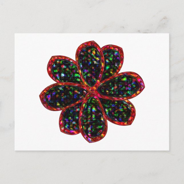 Black and Red Glitter Flower Postcard (Front)