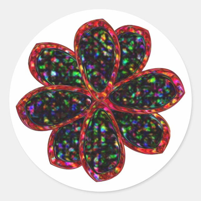 Black and Red Glitter Flower Stickers (Front)