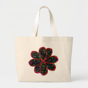 Black and Red Glitter Flower Tote Bag