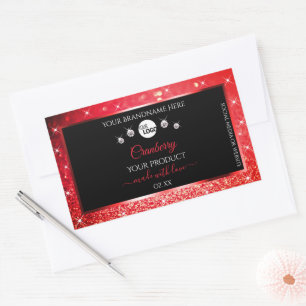 Black and Red Glitter Product Labels Logo Diamonds