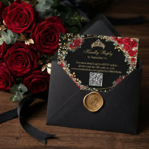Black and Red Golden Butterfly Quinceañera