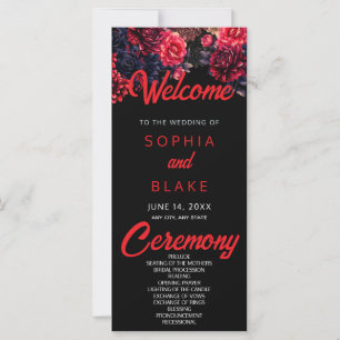 Black and Red Gothic Floral Dark Wedding Program
