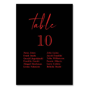 Black and Red Gothic Floral Dark Wedding Table Number