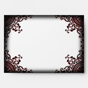 Black and Red Gothic Scroll Wedding Envelope