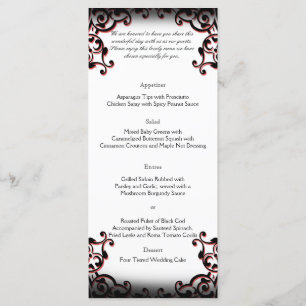 Black and Red Gothic Scroll Wedding Menu