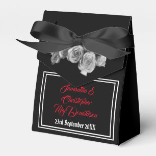 Black and red gothic skull floral wedding favour box