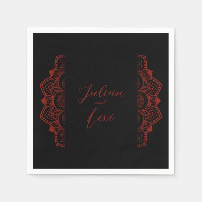 Black and Red Gothic Wedding Hallowedding Napkin (Front)