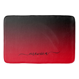 Black and Red Gradient Elegant Name Bath Mat