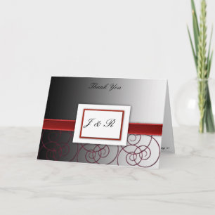 Black and red graduated weddding thank you card