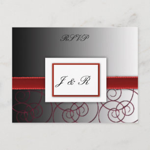 Black  and red graduated wedding set invitation postcard
