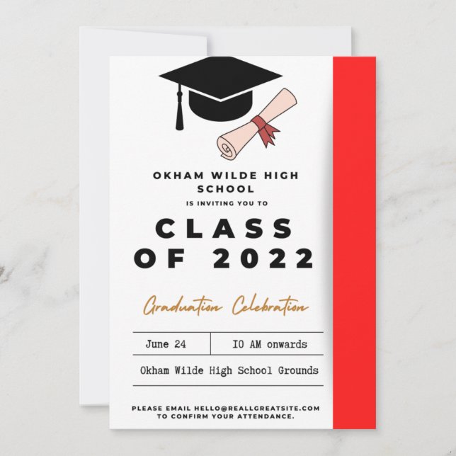  Black and Red Graduation Cap and Tassel Invitatio Invitation (Front)