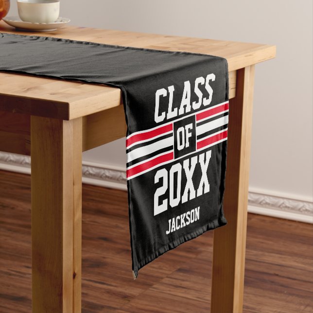 Black and Red Graduation Custom Short Table Runner (In Situ)