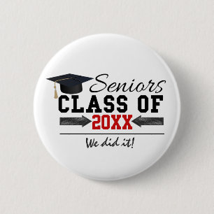 Black and Red Graduation Gear 6 Cm Round Badge
