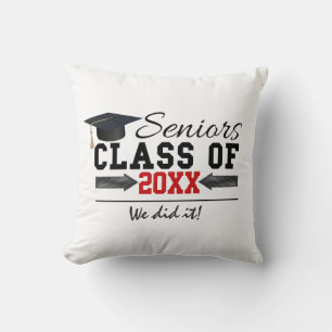 Black and Red Graduation Gear Cushion