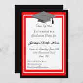 Black And Red Graduation Party Invitation (Front/Back)