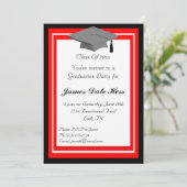 Black And Red Graduation Party Invitation (Standing Front)