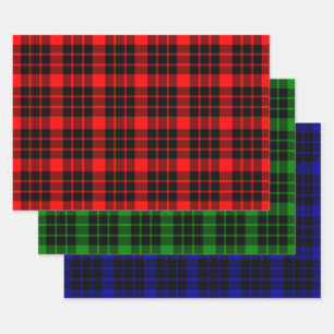 Black and Red, Green and Blue Plaid Wrapping Paper Sheet