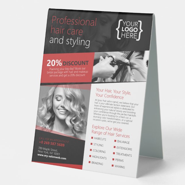 Black and Red Hair Salon, Hairdresser (Front)