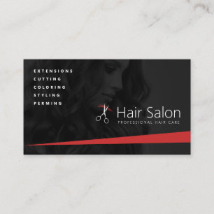 Black and Red Hair Salon, Hairdresser, Hairstylist Business Card