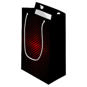 Black and Red Halftone Heart Pattern   Small Gift Bag