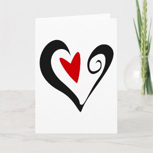 Black And Red Heart Greeting Card
