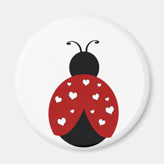 Black and Red Heart Ladybug Magnet (Front)