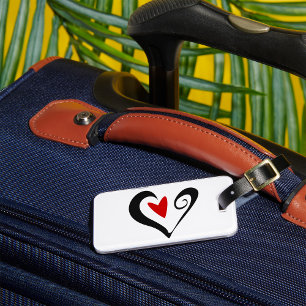 Black And Red Heart Luggage Tag