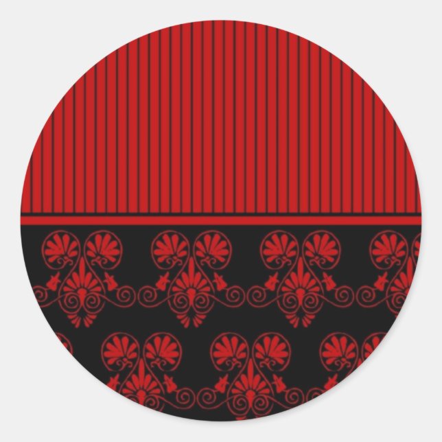 Black and Red Heart Pattern (2) Classic Round Sticker (Front)