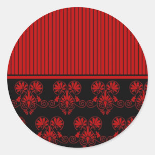 Black and Red Heart Pattern (2) Classic Round Sticker