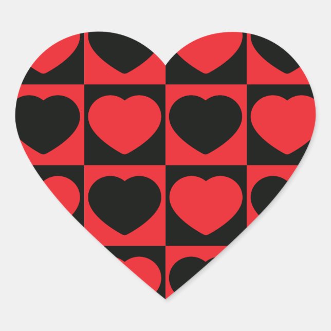 black and red hearts stickers (Front)