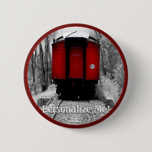 Black and Red Heritage Railroad Train 6 Cm Round Badge