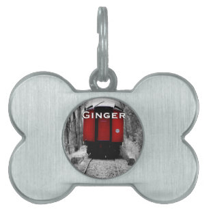 Black and Red Heritage Railroad Train Pet Name Tag