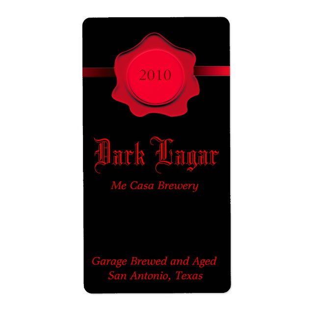 Black and Red Home Made Beer Labels (Front)