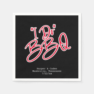 Black and Red I Do BBQ Wedding Napkin