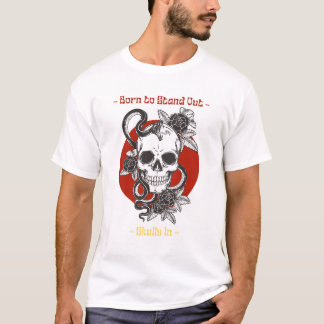Black and Red Illustration Skull Pop Culture  T-Shirt