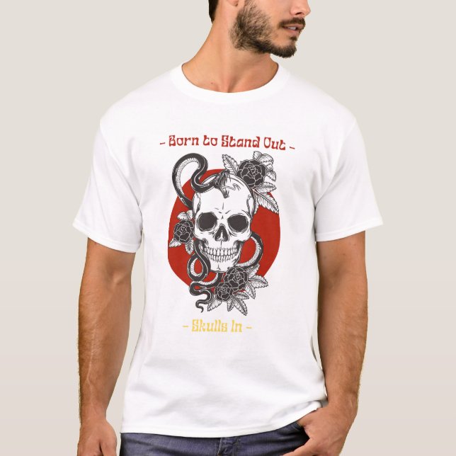 Black and Red Illustration Skull Pop Culture  T-Shirt (Front)
