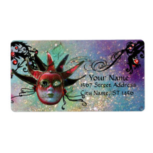 BLACK AND RED JESTER MASK ,Masquerade Party Blue