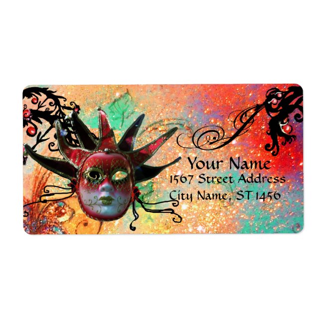 BLACK AND RED JESTER MASK , Masquerade Party green (Front)