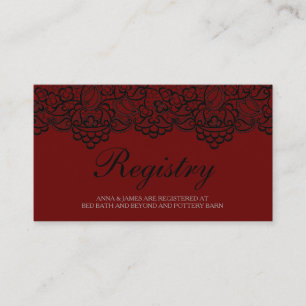 Black and Red Lace Wedding Registry Card