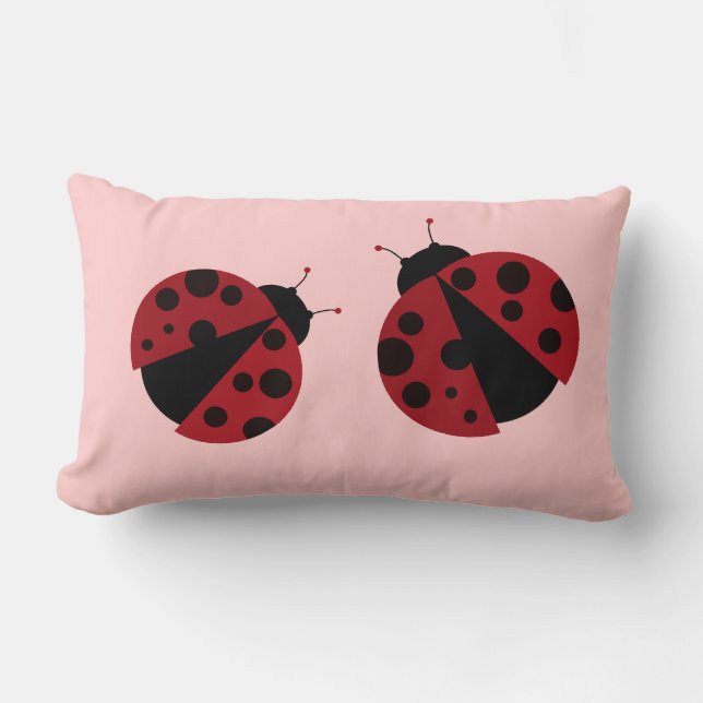 black and red ladybug lumbar cushion (Front)