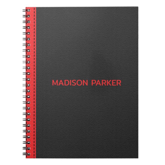 Black and Red Leather Notebook (Front)
