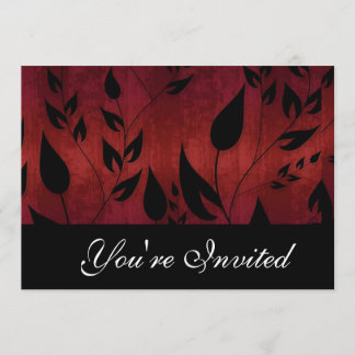 Black and red leaves party invitation