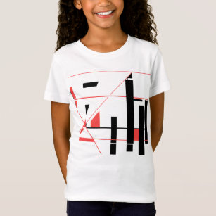 Black and Red Lines and Shapes Geometric Abstract  T-Shirt