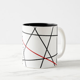 Black and red lines Two-Tone coffee mug