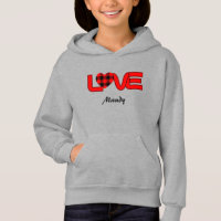Black and Red Love Pullover Hooded Sweatshirt
