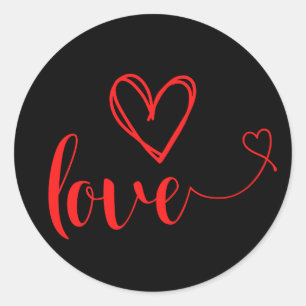 Black and Red Love Sticker with Heart