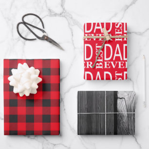 Black and red Lumberjack check fathers day set   Wrapping Paper Sheet
