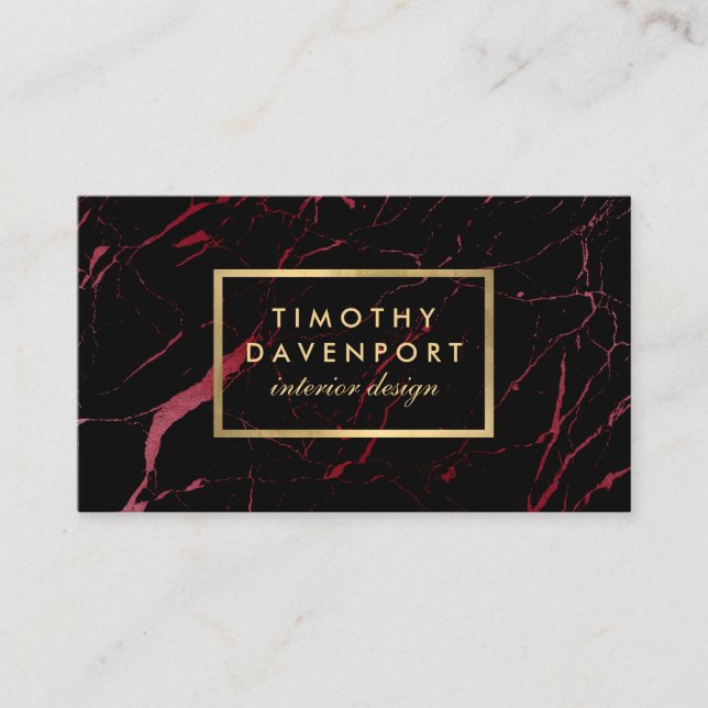 Black and Red Marble Designer Business Card (Front)