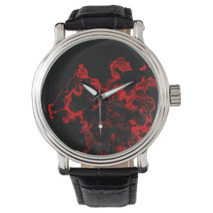 Black and Red Marbled Space Watch