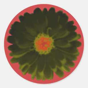 Black and Red Marigold Round Stickers